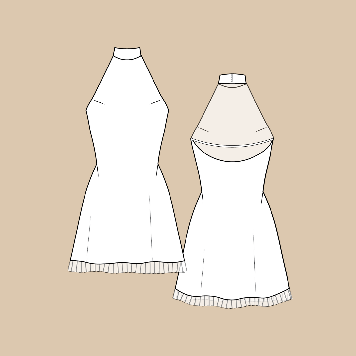 Halter Silk Dress Sewing Pattern PDF 00-14