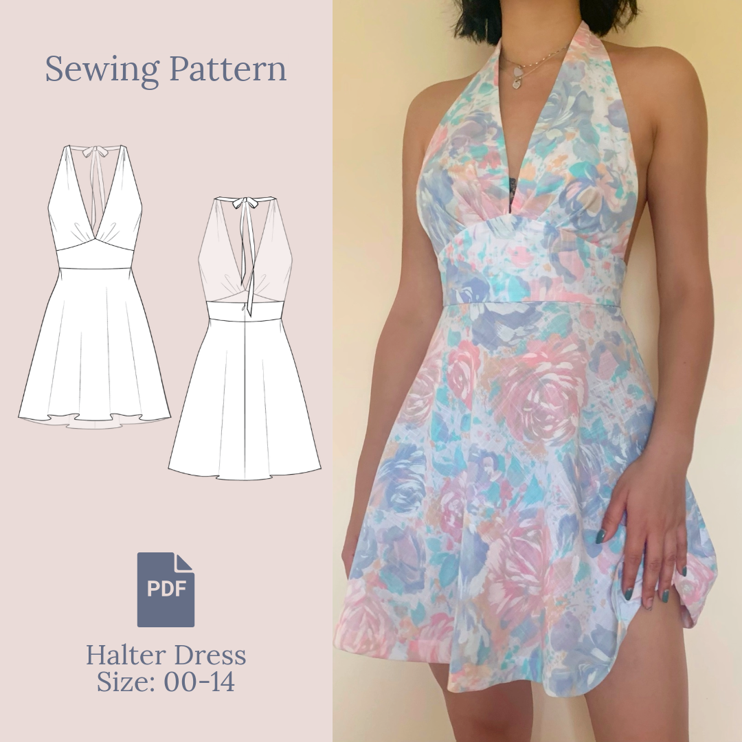 Halter Dress Sewing Pattern PDF 00-14