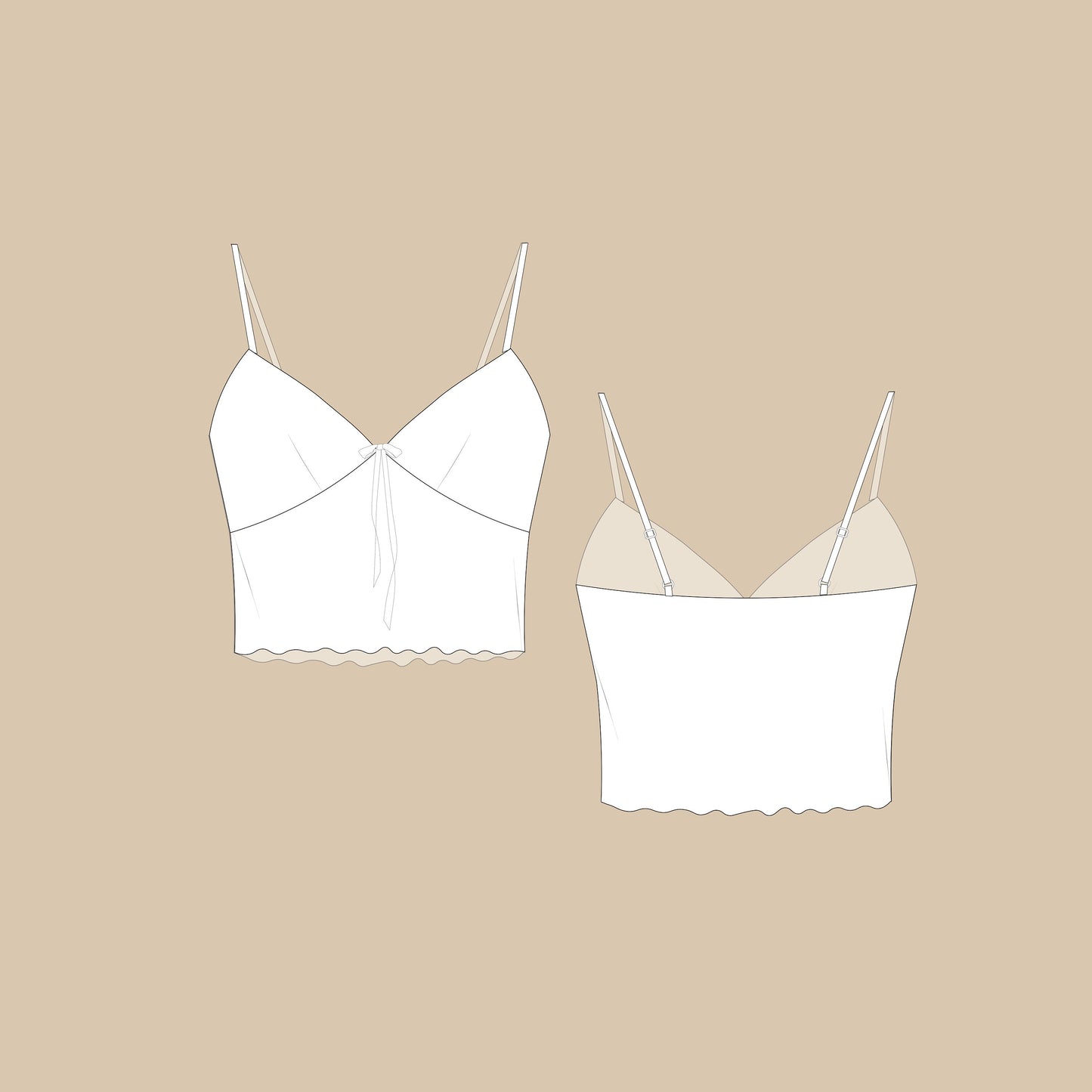 Y2k Lace Cami Sewing Pattern PDF Size 00-12
