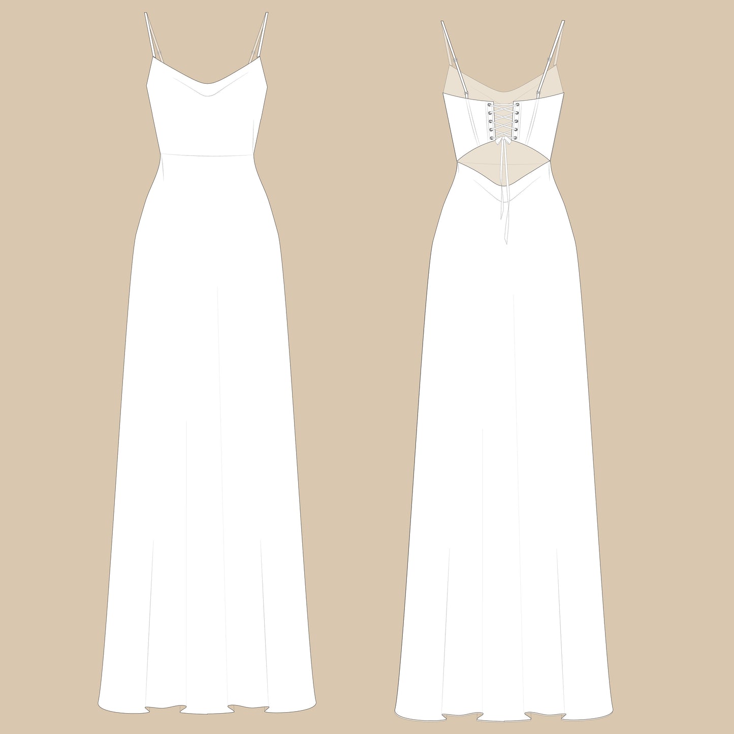 Silk Gown Sewing Pattern PDF 00-14