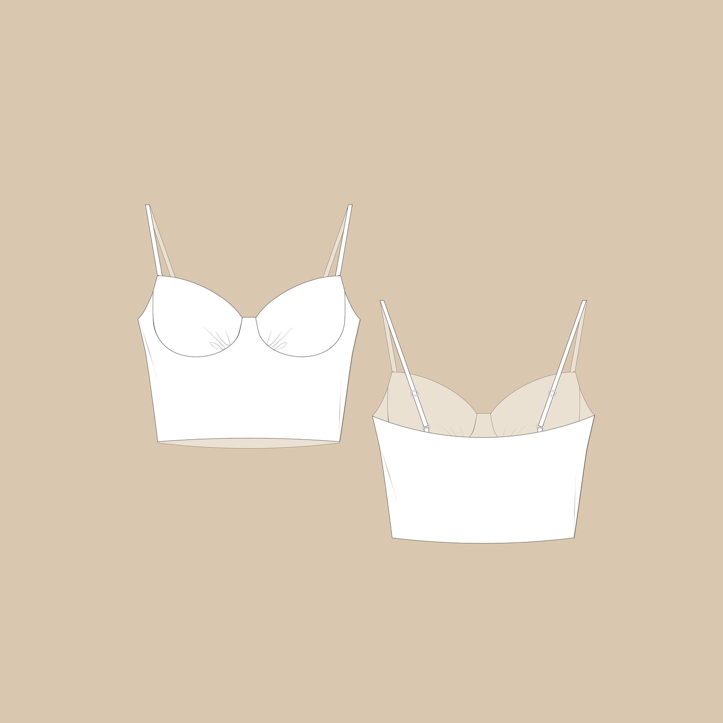 Knit Crop Top W/ Gathered Cups Sewing Pattern PDF