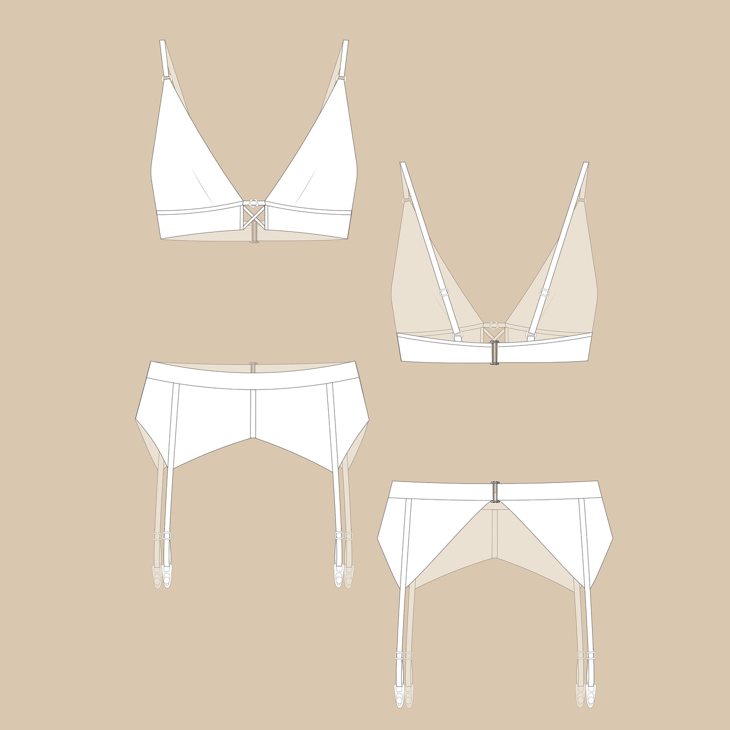 Lace Bralette & Garter Set PDF Sewing Pattern