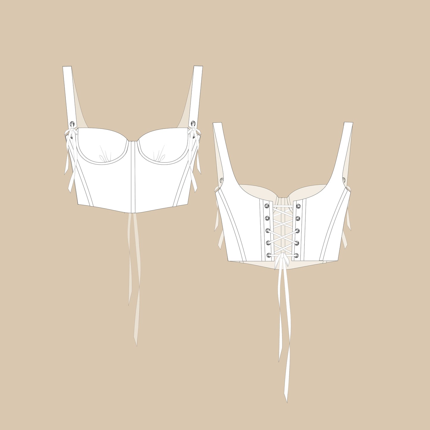 Regency Bustier Top Sewing Pattern PDF 34B, 32C
