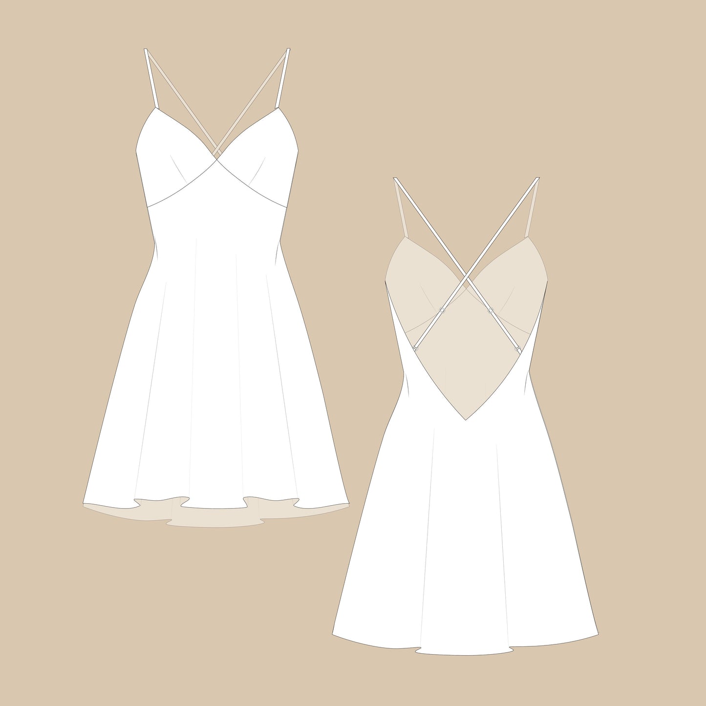 Silk Slip Dress Sewing Pattern PDF 00-14