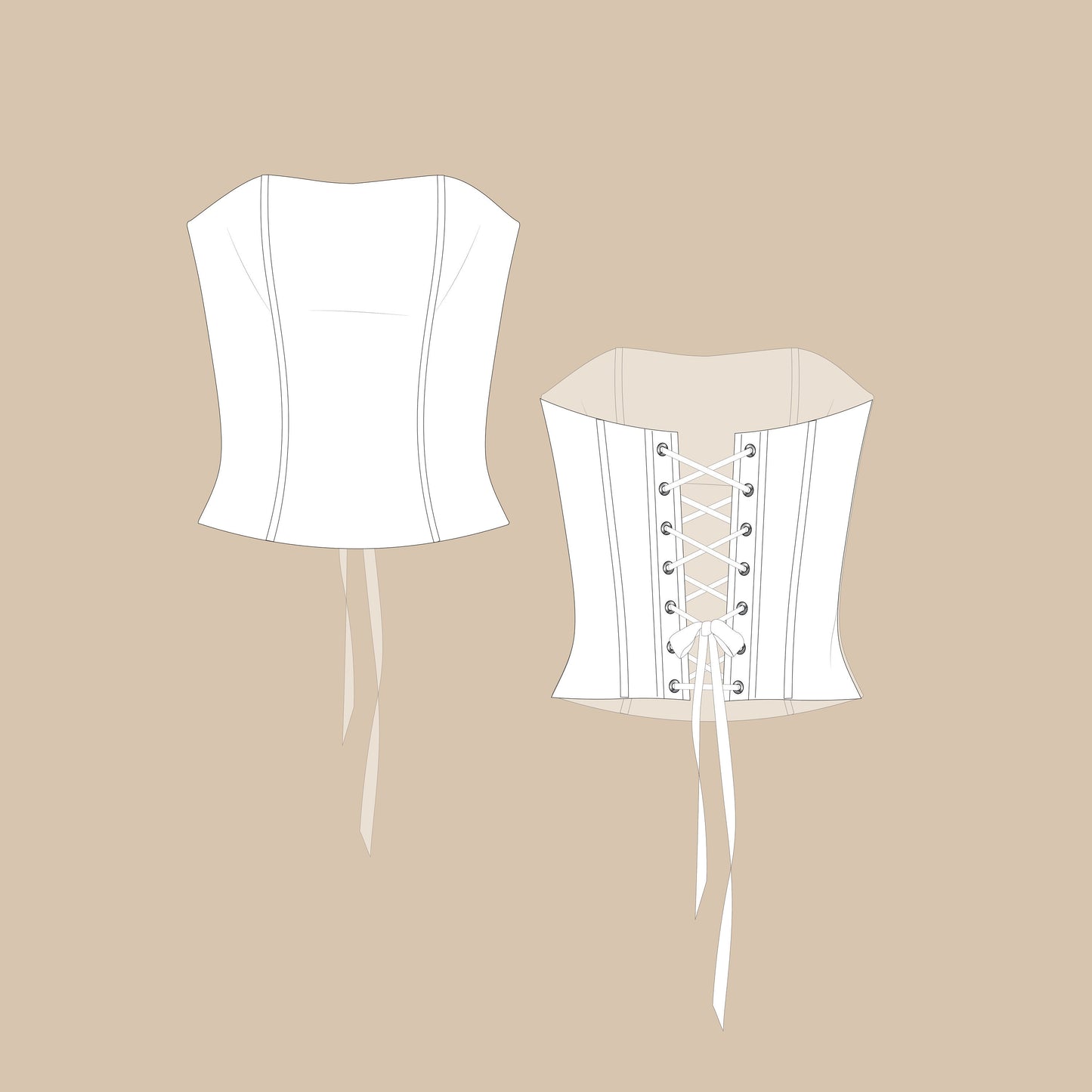 Strapless Corset Sewing Pattern PDF 00-14