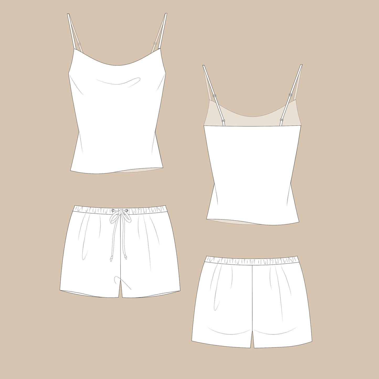 Silk Pajama Set Sewing Pattern PDF XS-XL