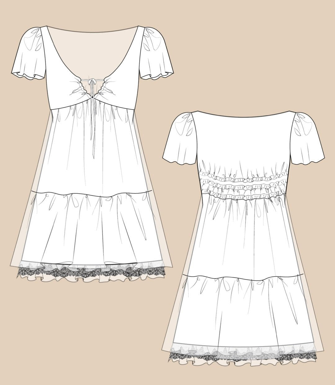 Babydoll Dress Sewing Pattern PDF XS-XL