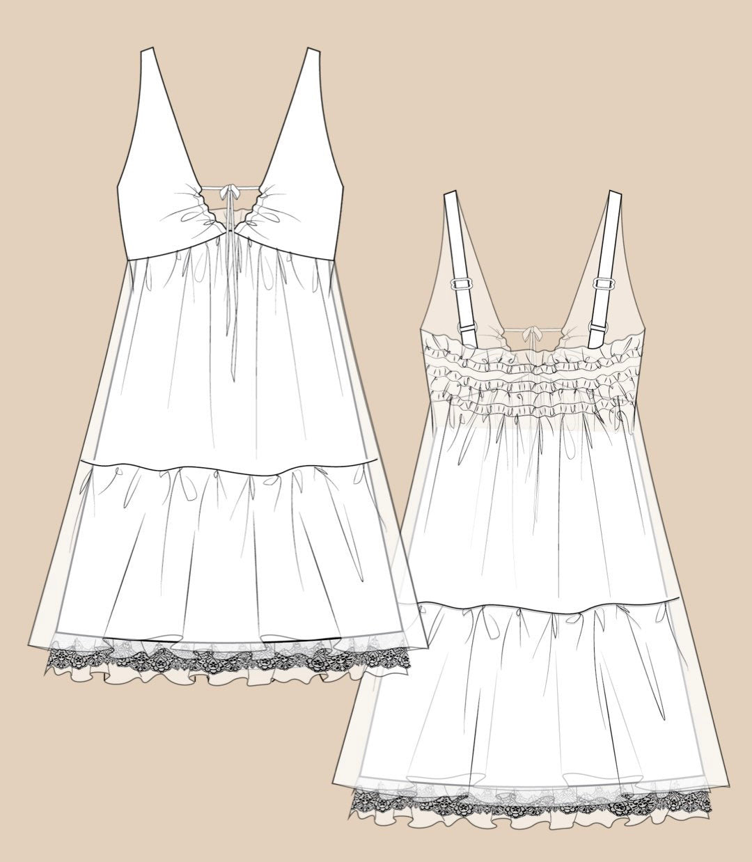 Babydoll Dress Sewing Pattern PDF XS-XL