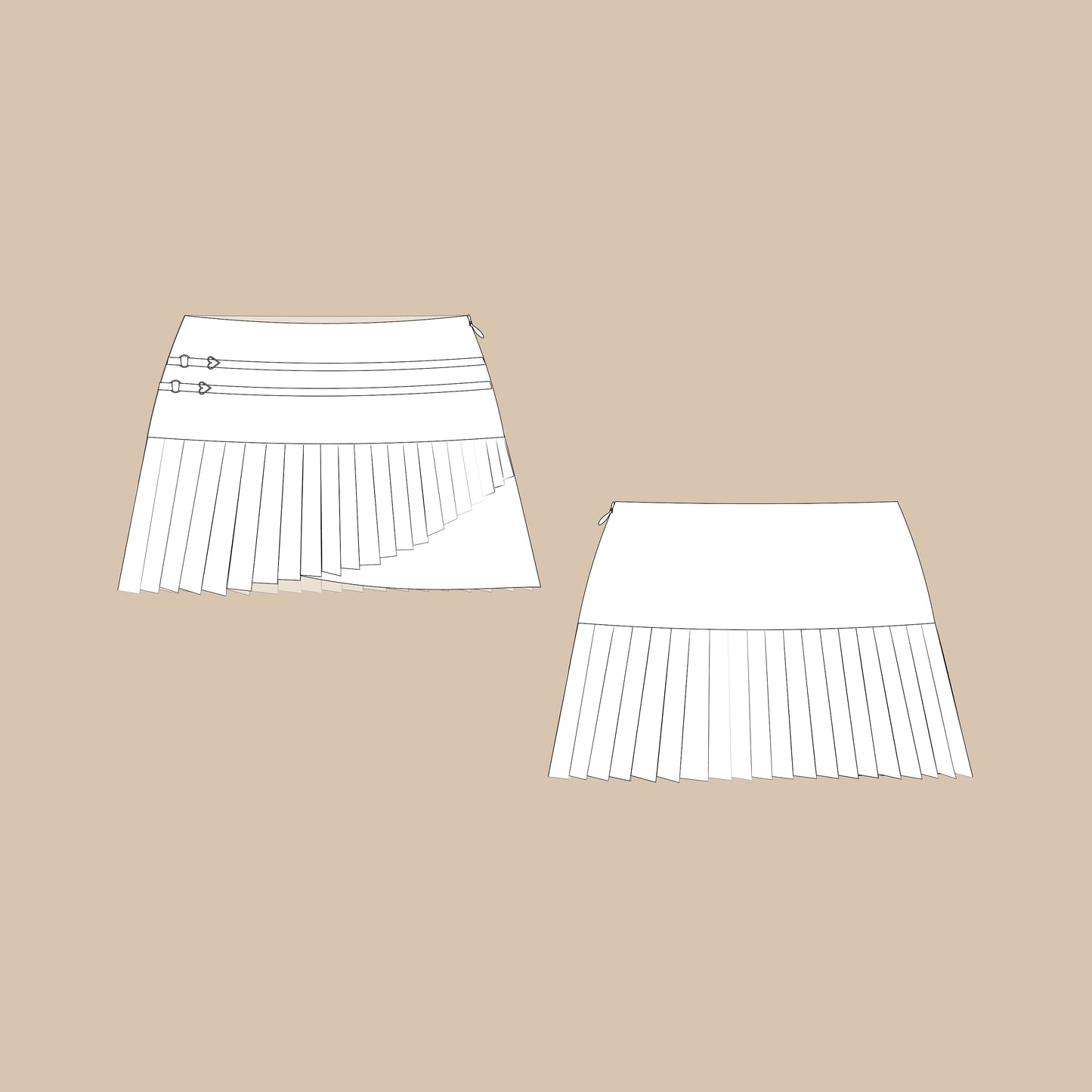 Pleated Mini Skirt Sewing Pattern PDF XS-XL