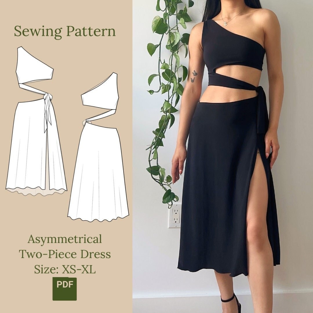 Asymmetrical Two-Piece Dress Sewing Pattern PDF XS-XL – TransformationsByTracy