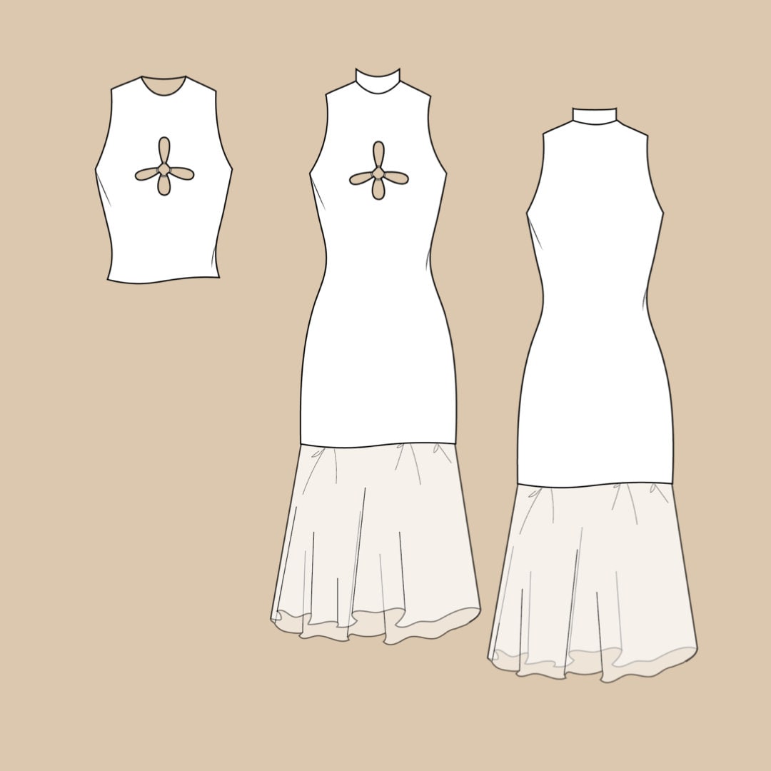 Halter Cut Out Dress Sewing Pattern PDF Size 00-12