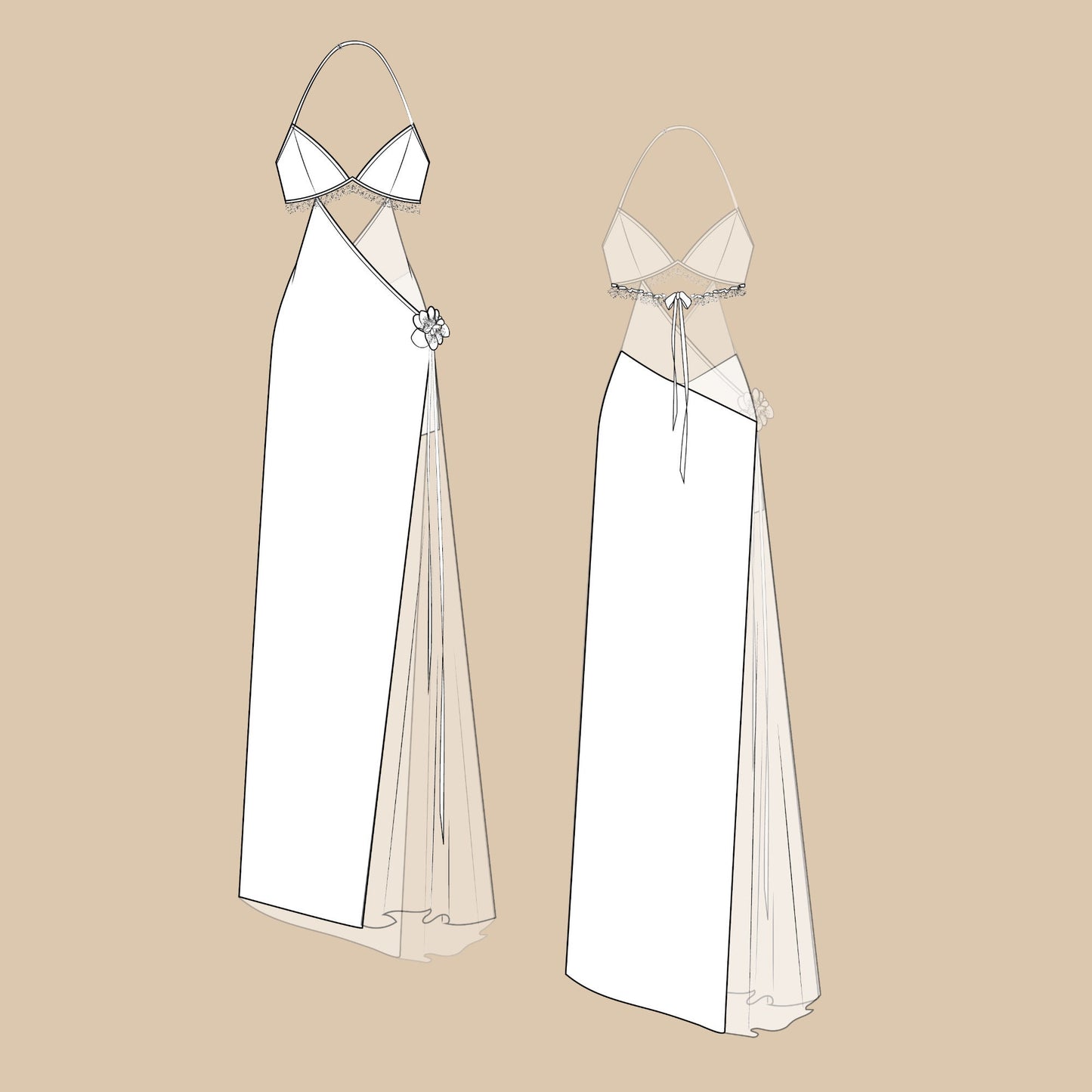 Silk Lace Gown Sewing Pattern PDF 00-14