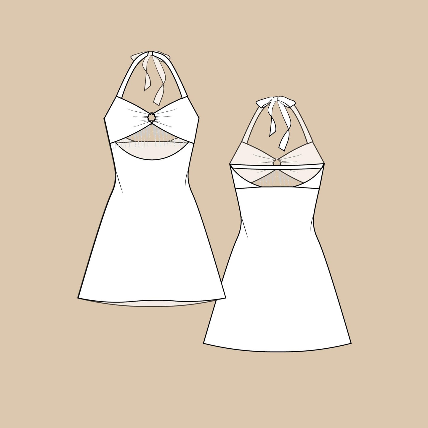 Valentine Cutout Dress Sewing Pattern PDF 00-12