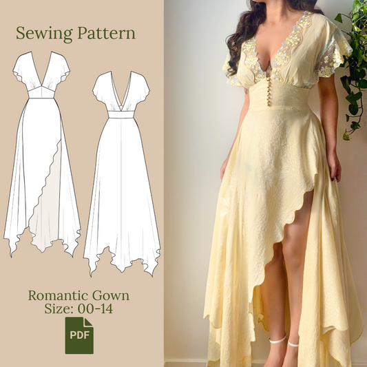 Romantic Gown Sewing Pattern PDF 00-14