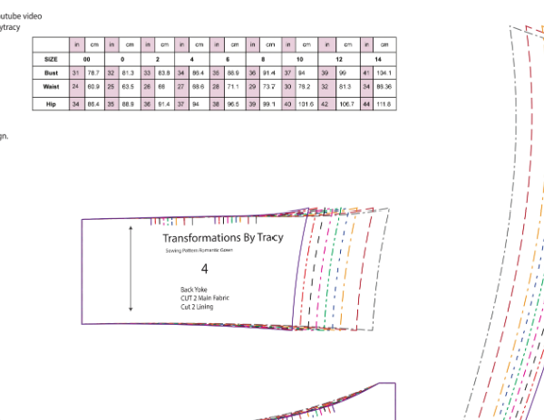 Romantic Gown Sewing Pattern PDF 00-14