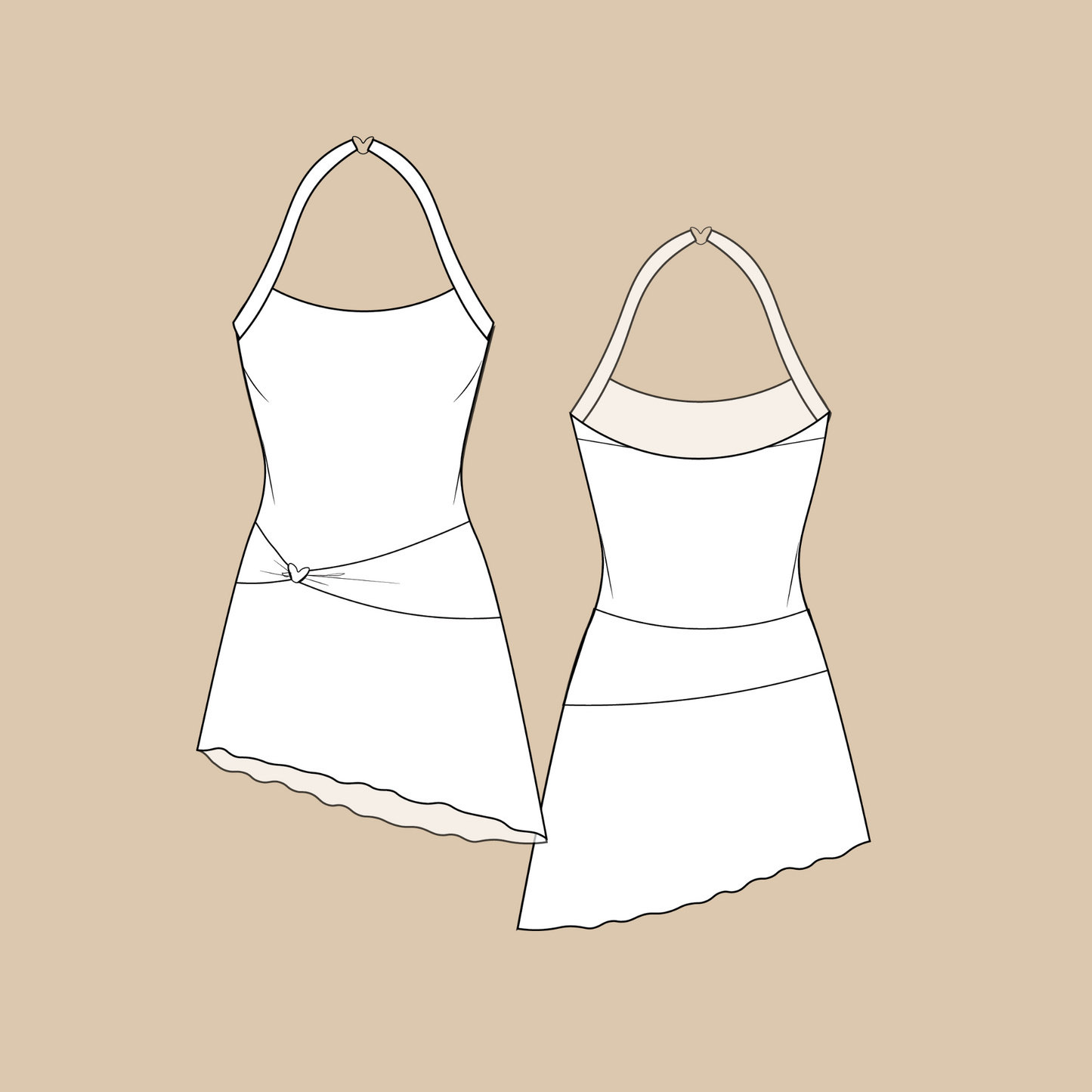 Halter Mini Dress Sewing Pattern PDF 00-14
