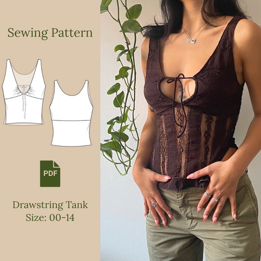 Drawstring Tank Top Sewing Pattern PDF 00-14