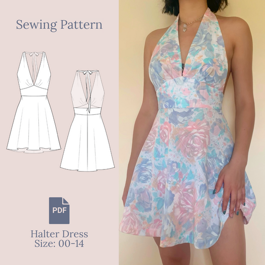 Halter Dress Sewing Pattern PDF 00-14