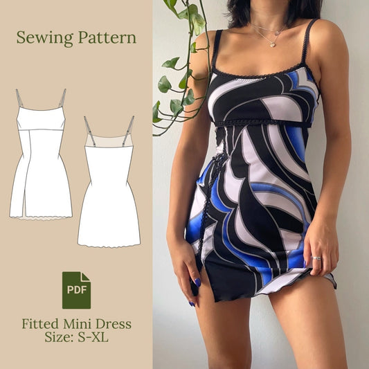 Fitted Mini Dress Sewing Pattern PDF S-XL