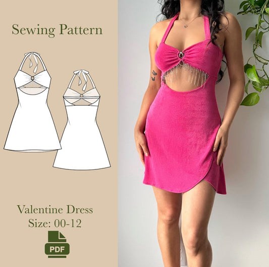 Valentine Cutout Dress Sewing Pattern PDF 00-12